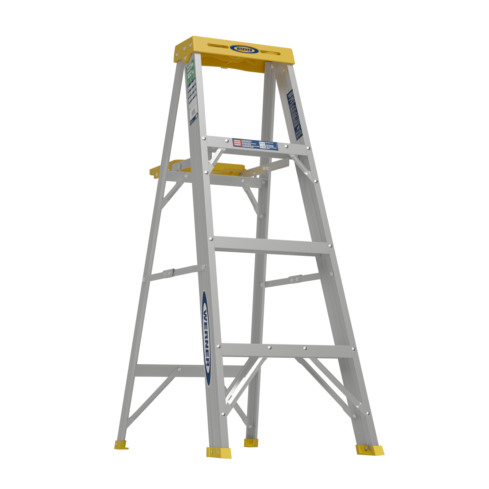 Werner Aluminum Step Ladder, 4ft.L, 225lb. Capacity, Model# 354
